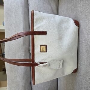 Dooney & Bourke Cream and Brown Leather Tote